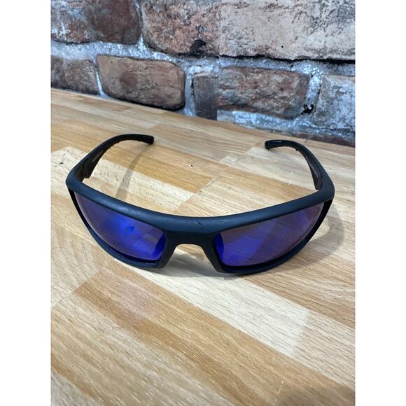 Sunglasses SR1123 Polarized Cat 3 Black Frames Blue Mirror Lenses - Picture 1 of 4